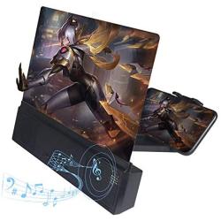 Mobile Phone Amplifier Screen,Universal 12 Inches, 3D Screen Stereo Bluetooth Connection Hd Acrylic Lens, Foldable Mobile Phone Screen Amplifier Can Zoom in Video Movies