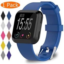 KingAcc Compatible Replacement Bands for Fitbit Versa, Soft Silicone Fitbit Versa Band, Metal Buckle Sport Wristband Strap Women Men Large Small White, Black, Peach, Gray
