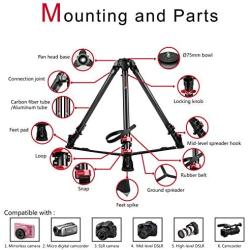 IFOOTAGE Camera Tripod 59" Professional Heavy Duty Aluminum Video Tripod Ajustable Stand Max Loading 88lbs for DSLR Camcorder Video Shooting Photography