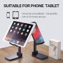 Phone Stand Foldable Portable Desktop Stand Adjustable Height and Angle Phone Holder for Desk Sturdy Aluminum Metal Stand Compatible with Smartphone/iPad/Kindle/Tablet (Navy Blue)