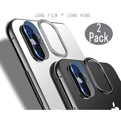 [2 Pack] Tempered-Glass Camera Protector for iPhone Xs/Xs Max 2.5D Ultra Thin HD Anti-Fingerprint Protective Clear Film for iPhone Lens with 2 Phone Camera Covers (iPhone Xs/Xs Max)