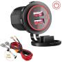 Quick Charge 3.0 Dual USB Charger Socket, Waterproof 12V/24V QC3.0 Dual USB Fast Charger Socket Power Outlet with Touch Switch for Car Marine, Boat, Motorcycle, Truck and More(QC3.0-Red)