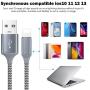iPhone Charger, Lightning Cable 6PACK (3/3/3/6/6/10FT) Charging USB Syncing Data Nylon Braided Compatible with iPhone 11/Pro/Max/X/XS/XR/XS Max/8/Plus/7/7 Plus/6/6S/6 Plus More- Silver &Gray