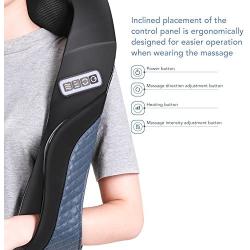 MaxKare Cordless Rechargeable Back Neck Massager Shoulder Shiatsu Massage with 3D Nodes Bidirectional Rotation and Optional Heat Relieve Muscle Pain for Neck Shoulder Leg Waist