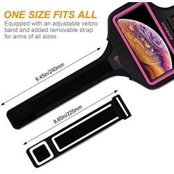 iPhone 11 Pro Max/iPhone Xs Max Armband,RUNBACH Sweatproof Running Exercise Bag with Fingerprint Touch and Card Slot for 6.5 Inch iPhone 11 Pro Max/iPhone Xs Max (Pink)