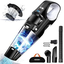 Handheld Vacuum, HOKEKI 6KPA Cordless Hand Portable Vacuum Cleaner Rechargeable Hand Vac, LED Light 120W Stronger Cyclonic Suction Lightweight Wet/Dry Vacuum for Home Pet Hair Car Cleaning