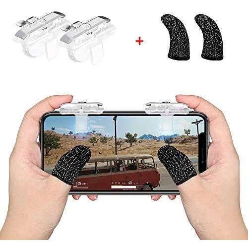 YaLiu 3 Triggers Mobile Game Controller, Transparent Gaming Triggers Aim and Shoot Buttons for PUBG/Knives Out/Rules of Servival Jostick for Android iOS Phone