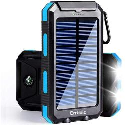 Solar Power Bank Portable Charger 20000mah Waterproof Battery Backup Charger Solar Panel Charger with Dual LED Flashlights and Compass for iPhone Android CellPhones