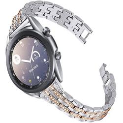 Joyozy Women Girls Rhinestones Bands Compatible with Samsung Galaxy Watch3 (41mm)/Galaxy Watch 42mm/Active(40mm)/Active2(40mm)(44mm)/Garmin Vivoactive 3/3 Music/Garmin Forerunner 245/645 Music, 20mm Quick Release Strap Stylish Bracelet for Samsung Gear S4