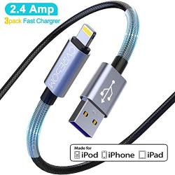 [3ft Apple MFi Certified] Lightning Cable, 3pack 3 Foot iPhone Charger Cable, Cabepow Fast Charging Cord for iPhone 11/11 Pro /11 Pro Max/XS/XS Max/XR/X/8/8 Plus/7/7 Plus/6/6 Plus/5/SE