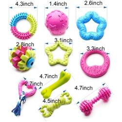 SZKOKUHO 17 Packs Durable Pet Puppy Dog Chew Toys Set Puppy Teething Ball Toys Puppy Rope Dog Tug Toy Safety Design