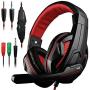 Gaming Headset,DLAND 3.5mm Wired Bass Stereo Noise Isolation Gaming Headphones with Mic for Laptop Computer, Cellphone, PS4 and so on- Volume Control (Black and Red)