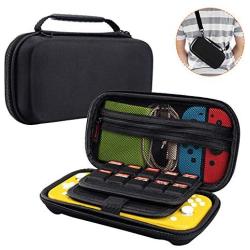 Orzero Hard Carry Case for Switch Lite and Accessories, 20 Game Card Slots Protective Travel Storage Hard Shell Bag with Adjustable and Removable Shoulder Strap - Black