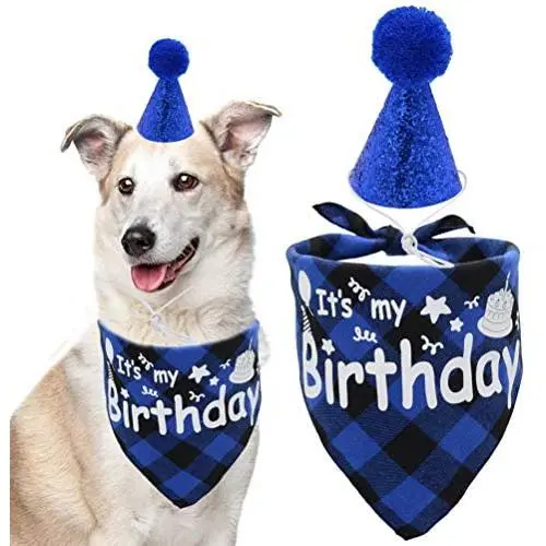 Dog Birthday Bandana Scarf with Cute Hat Pet Party Supplies Boy and Girl for Small Medium Large Dogs Dog Birthday Bandana Scarf with Cute Hat Pet Party Supplies Boy and Girl for Small Medium Large Dogs