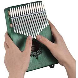 TREELF 17-key Kalimba Portable Thumb Piano(with eq） Wood Body Musical Instrument Great for Kalimba lovers and beginners (green)