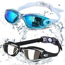 ALLPAIPAI Swim Goggles - Swimming Goggles,Pack of 2 Professional Anti Fog No Leaking UV Protection Wide View Swim Goggles for Women Men Adult Youth Kids