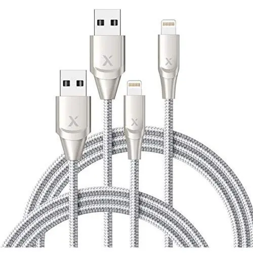 iPhone Charger Xcentz 3ft 2 Pack, Apple MFi Certified Lightning Cable, High-Speed iPhone Charger Cable Durable Braided Charging Cord for iPhone 11/X/XS/XR/XS Max/8/7/7 Plus/6/5s, iPad Mini/Air, Silver iPhone Charger Xcentz 3ft 2 Pack, Apple MFi Certified Lightning Cable, High-Speed iPhone Charger Cable Durable Braided Charging Cord for iPhone 11/X/XS/XR/XS Max/8/7/7 Plus/6/5s, iPad Mini/Air, Silver