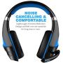 GM-1 Gaming Headset for New Xbox One PS4 PC Tablet Cellphone, Stereo LED Backlit Headphone with Mic by AFUNTA (Blue-2)
