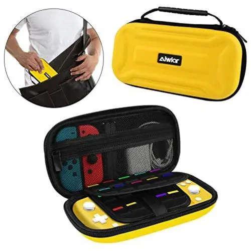 Case for Nintendo Switch Lite, Protective Hard Shell Travel Case with 18 Games, 4 SD Cards and Pouch for Nintendo Switch Joy-con and Other Accessories (Yellow) Case for Nintendo Switch Lite, Protective Hard Shell Travel Case with 18 Games, 4 SD Cards and Pouch for Nintendo Switch Joy-con and Other Accessories (Yellow)