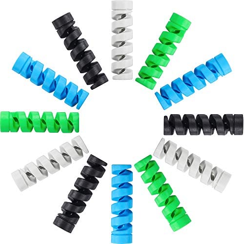 Jetec 12 Pieces Highly Flexible Silicone Micro USB Protector, Mouse Cable Protector, Suit for All Cell Phones, Computers and Chargers (Gray, Black, Blue, Green)