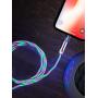 eLUUGIE 2 Packs Magneitc 3 in 1 Charger Cord LED Flowing Magnetic Charger Cable Light Up 3 in 1 USB Cable Compatible with Phone 11 Pro Max/XR/8 Plus/Galaxy Note 10 Plus/Android i-O-S (Colorfull)