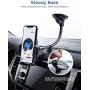 Mpow 033 Car Phone Mount, Windshield Long Arm Car Phone Holder with One Button Design and Anti-Skid Base Car Cradle Compatible iPhone Xs MAX,Xs,Xr,X,8,7,7P,6s, Galaxy S10,S9,S8,Google,LG,HTC(Black)