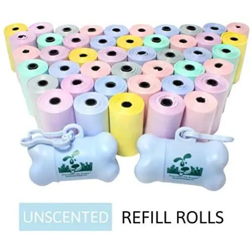 Downtown Pet Supply Dog Pet Waste Poop Bags with 2 Leash Clips and Dispensers (Bags: 520, 740, 1000, or 2200, Colors: Rainbow, Rainbow with Paw Prints, Blue, Black, Black Paw Prints, Pink, Purple)