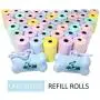Downtown Pet Supply Dog Pet Waste Poop Bags with 2 Leash Clips and Dispensers (Bags: 520, 740, 1000, or 2200, Colors: Rainbow, Rainbow with Paw Prints, Blue, Black, Black Paw Prints, Pink, Purple)