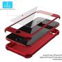 ORETECH iPhone 7 Case,iPhone 8 Case with[2 x Tempered Glass Screen Protectors] 360° Full Body Anti-Scratch Protection Cover Hard PC + Soft Rubber Silicone for iPhone 7/8-4.7- Metallic Red