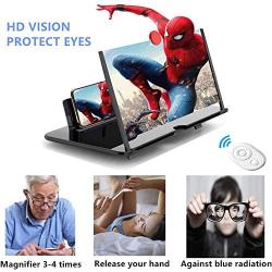 Screen Magnifier Amplifier,3D HD New Phone Holder 12" Screen Amplifier,Movies,Videos,Games Movie Video Phone Foldable Stand Screen Phone Projector for All Smartphones