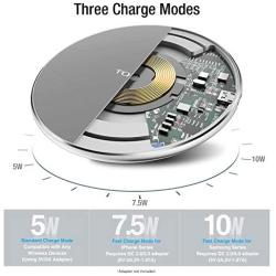 TOZO W1 Wireless Charger Ultra Thin Aviation Aluminum CNC Unibody Fast Charging Pad Gray (NO AC Adapter)