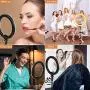 PEHESHE Ring Selfie LED Light 10" with 63" Tripod Stand Selfie Light with Phone Holder Ring Dimmable Circle Light for Live Stream/Tiktok/YouTube/Makeup/Photography/Video PEHESHE Ring Selfie LED Light 10" with 63" Tripod Stand Selfie Light with Phone Holder Ring Dimmable Circle Light for Live Stream/Tiktok/YouTube/Makeup/Photography/Video