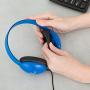 Egghead Heavy-Duty Kids Headphones w/Tangle-Free Fabric Cord (Pack of 10) Blue