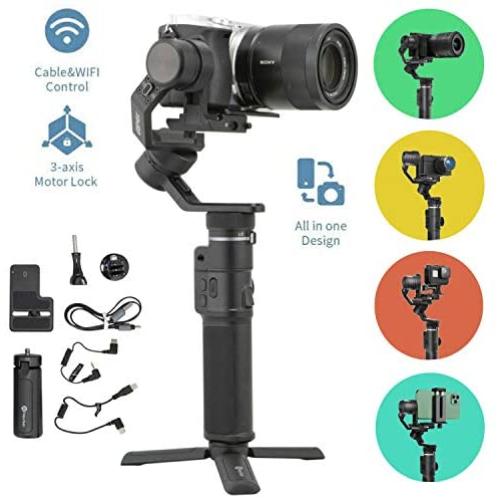 FeiyuTech G6 Max 3-Axis Handheld Gimbal Stabilizer (G6 Plus Upgrade Ver) for Mirrorless Camera Like Sony a7 w/Short Lens,Action Camera Gopro,Smart Phone iPhone 11 Pro Max 8,1.2Kg Payload,Splash Proof