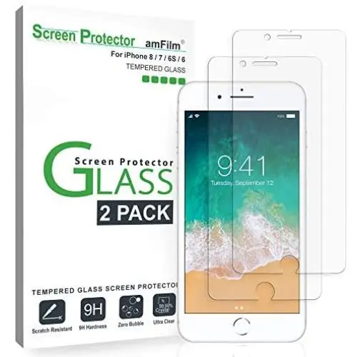 amFilm Glass Screen Protector for iPhone 8, 7, 6S, 6 (4.7 Inch)(2 Pack) Tempered Glass Screen Protector amFilm Glass Screen Protector for iPhone 8, 7, 6S, 6 (4.7 Inch)(2 Pack) Tempered Glass Screen Protector