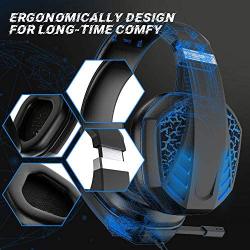 7100 Surround Gaming Headset Suitable for PS4 Xbox One Handle and Host Computer，PC、 Mac， be provided with Noise Reduction Microphone 、 with LED Color Light for Game Competition