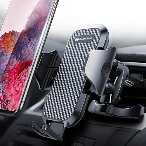DesertWest Air Vent Car Phone Mount Hassle-free Cell Phone Holder Universal Compatible with iPhone 11 Pro X XS Max XR 8 7 6+, Samsung Galaxy S10 S10+ S10e S9 S8 S7 and More