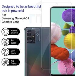 Galaxy A51 HD Clear Tempered Glass Screen Protector + Camera Lens Protectors by YEYEBF, [2+2 Pack] [Case-Friendly] [Anti-Scratch] Screen Protector Glass For Samsung Galaxy A51