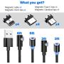 Magnetic Charging Cable, ANMONE 4-Pack(6ft/6ft/3ft/3ft) Magnetic Phone Charger with Type C Micro-USB and i-Product Cables 3 in 1 Nylon Braided Cord Compatible Smartphones and iProduct Devices