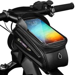 Binudum Bike Bag Front Frame Waterproof Cycling Top Tube Bicycle Phone Mount Sun Visor Large Capacity Touch Screen Holder Case Fits Phones Below 7 Inchs