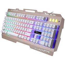 Satisfy your comfortable and healthy life ZGB G700 104 Keys USB Wired Mechanical Feel RGB Backlight Metal Panel Suspension Gaming Keyboard with Phone Holder,For E-sports mechanical game keyboard(Black