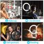 10.2 LED Selfie Ring Light with Tripod Stand & Phone Holder - Dimmable Desk Makeup Ring Light with 3 Light Modes for Photography/Shooting/Live Streaming/YouTube Video, Compatible with iPhone Android