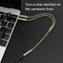 Headphone 3.5mm Splitter Mic Cable for Computer, KOOPAO Headset 3.5mm Female to 2 Dual Male Microphone Audio Stereo Jack Earphones Port to Gaming Speaker PC Adapter(Gold)