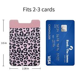 SHANSHUI Phone Card Holder, 2 Pack Stick On Wallet for Credit Card, Business Card Compatible with iPhone, Android and Most Smartphones - Pink Cheetah