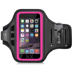 QUANFUN Sports Armband, Fitness Running Workout Gym Jogging Case Holder Arm Band Strap Compatible with iPhone 11 11pro Xs X 8/7 Galaxy S8 S7 Plus Edge Note8, Fits 5.5” to 6.5” Cell Phones-Rosy Pink