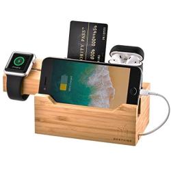 ZeroElec Charging Dock AirPods Apple Watch Charger Stand Bamboo Wood Charging Station Desk Organization Compatible with AirPods/Apple Watch Series3/2/1/iPhone