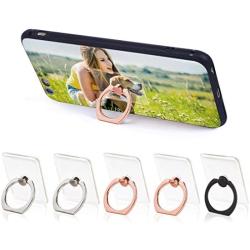 Phone Ring Cell Phone Ring Holder 360 Degree Rotation Phone Ring Holder Transparent Finger Ring Stand Kickstand Compatible Most of Smartphones Set of 5