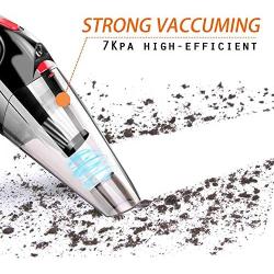 Handheld Vacuum, Cordless Handle Vacuum Cleaner with 12.6V USB Charging Cable, 100V/240V Charge Adapter, Waterwashable Steel Filter, 120W 7000pa Powerful Wireless Vacuum with LED Light