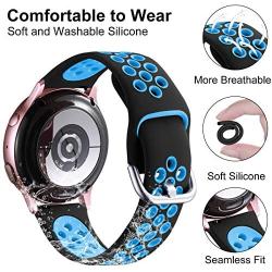 Lerobo Compatible for Samsung Galaxy Active 2 Watch Bands 44mm 40mm,Active Watch Bands, Galaxy Watch bands 42mm, 20mm Soft Silicone Sports Wristband Replacement Straps for Women Men Black Blue,Large