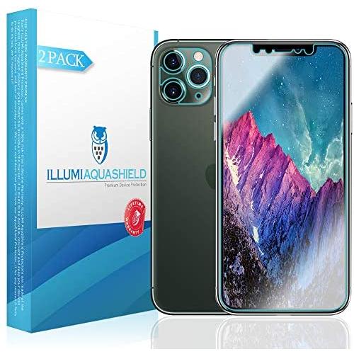 ILLUMI AquaShield Screen Protector Compatible with Apple iPhone 11 Pro (5.8 inch) (Compatible with Cases + Camera Lens)(2-Pack) No-Bubble High Definition Clear Flexible TPU Film